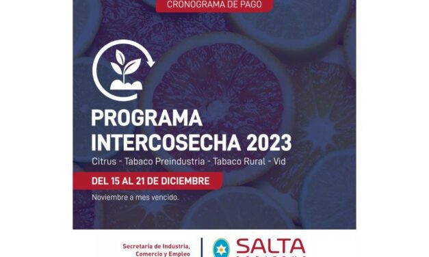El viernes 15 de diciembre comenzará el pago del programa Intercosecha